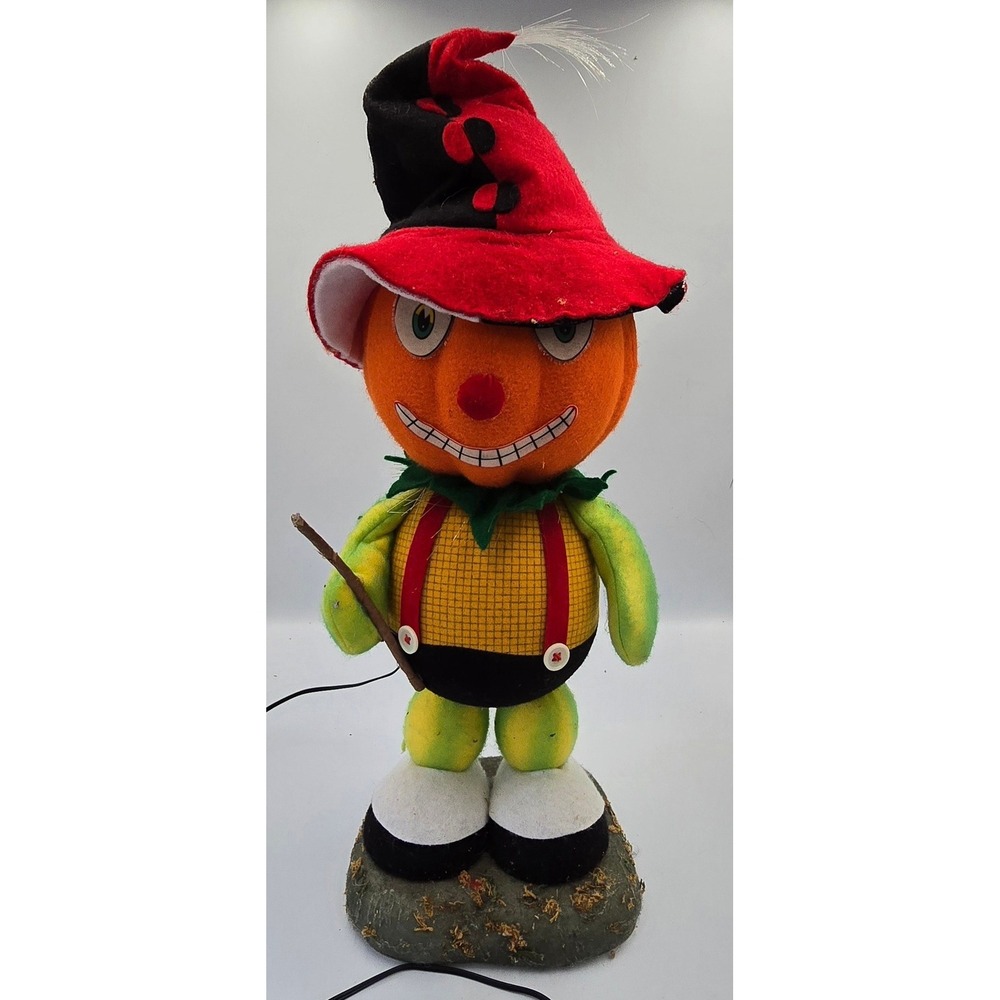 Vintage RARE Department 56 Halloween Pumpkin Head‎ Scarecrow Decor  VIDEO